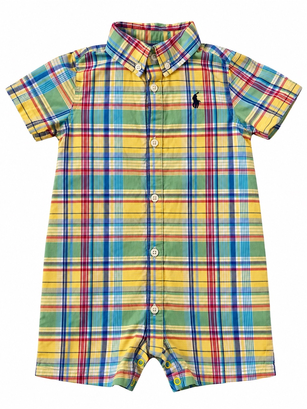 Ralph Lauren Baby Boy Plaid Short Sleeve Romper 9 Months